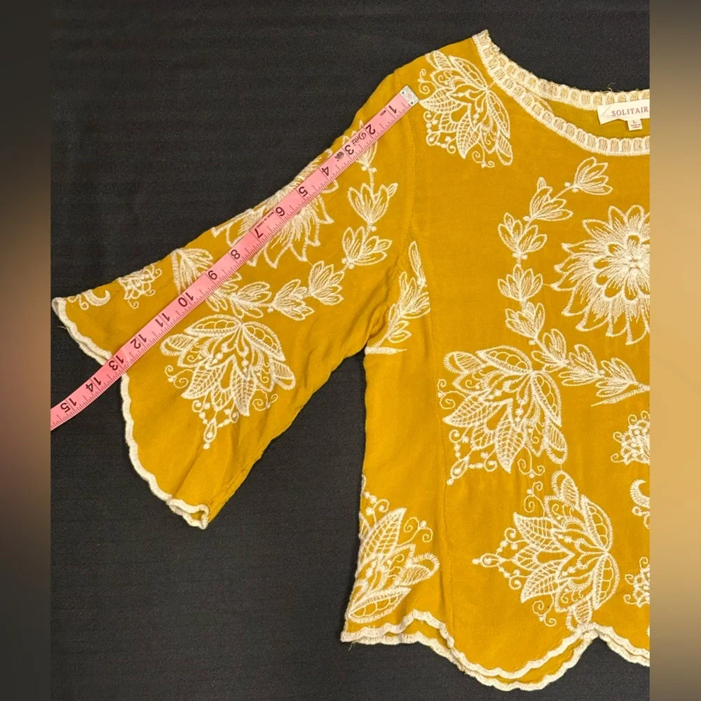 Solitaire Mustard Top with White Floral Embroidery - Picture 6 of 7
